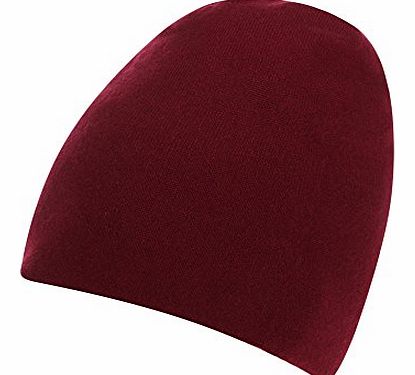 Womens Designer Dark Red Cashmere Beanie Hat