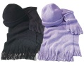 J. FRAZER 3-pack fringe scarf hat and gloves