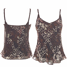 Chocolate printed tassel back camisole