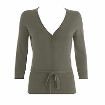 Khaki belted knitted cardigan