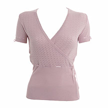 Pink pointelle knitted wrap top
