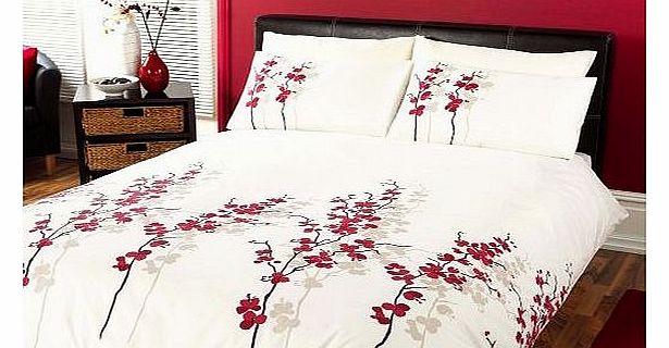 Dreams n Drapes, Oriental Flower Quilt Set Red, Double