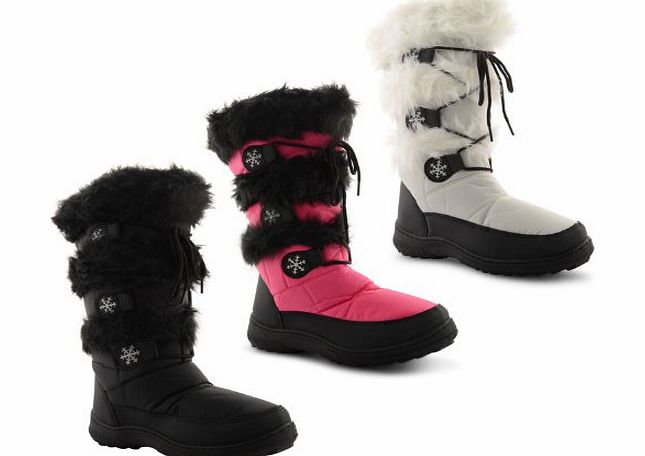 J S Products New Ladies Winter Fur Ski Moon Thermal Water Resistant Wellington Boots Size 3-8