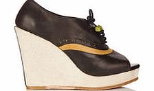 Womens Kyra black leather wedges