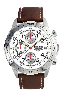 J.SPRINGS Chronograph White Dial Brown Leather