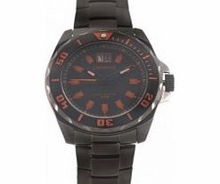 J Springs Mens Black Red Steel Watch