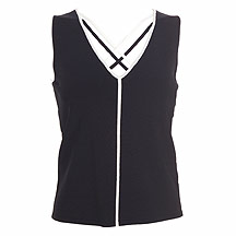 J. Taylor Black cross over sleeveless knitted top