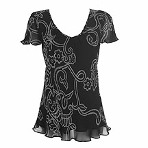J. Taylor Black v neck printed top