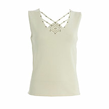 J. Taylor Ivory knitted neckline top