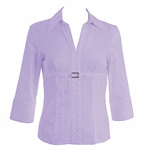 Lilac buckle trim striped shirt