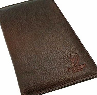 J. Wilson London Designer Mens Genuine Real Quality Leather Jacket Coat Credit Card Wallet Tall (5308 BROWN)