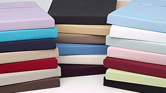 180 Thread Count Polly-Cotton Flat Bed Sheets/Flat Sheets Percale Quality Cotton Non-Iron Multi Colors All Size (Double, Cream)