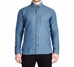 Blue pure cotton button-up shirt