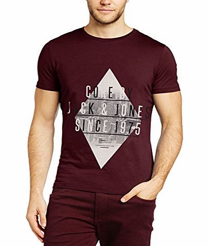 Jack and Jones Men Line Short Sleeve T-Shirt, Red (Port Royale), Large