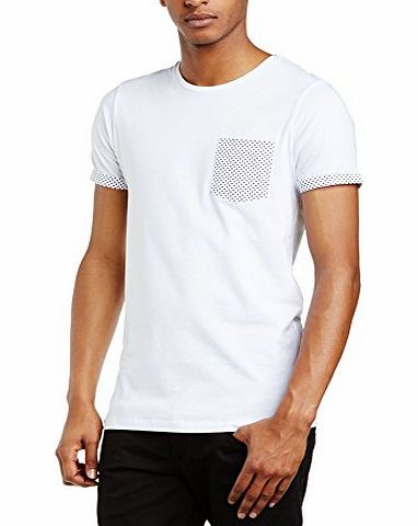 Jack and Jones Men Sal Polka Dot Short Sleeve T-Shirt, White, Medium