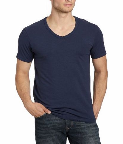 Jack and Jones Mens Basic V-Neck NOOS Short Sleeve T-Shirt, Navy Blue, Medium