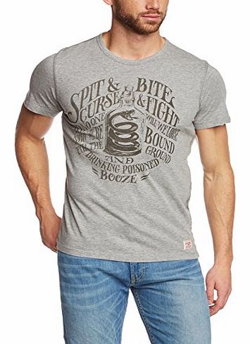 Jack and Jones Mens Bristol Crew Neck Short Sleeve T-Shirt, Light Grey Melange, Large