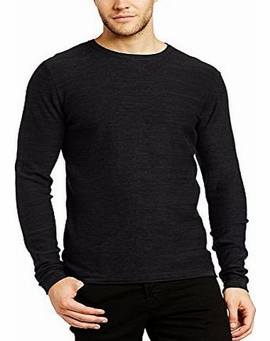 Jack and Jones Mens Calla Crew Neck Long Sleeve Sweatshirt, Black, Medium