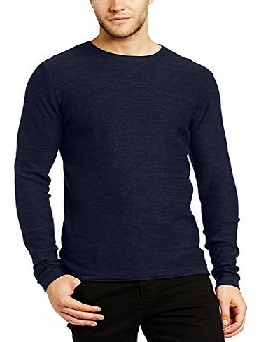Jack and Jones Mens Calla Crew Neck Long Sleeve Sweatshirt, Dress Blues, Medium