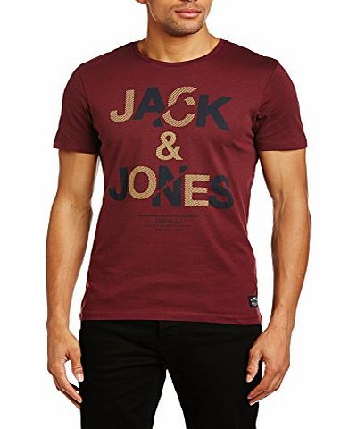 Jack and Jones Mens Cocut Crew Neck Short Sleeve T-Shirt, Red (Port Royale), Large