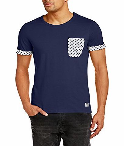 Jack and Jones Mens Flaw Crew Neck Short Sleeve T-Shirt, Black (Peacoat), Large