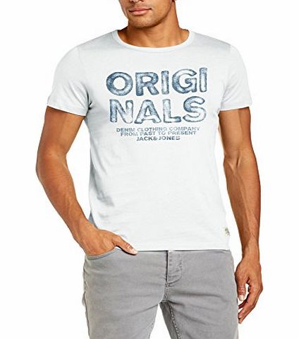 Jack and Jones Mens JJ Orboard Crew Neck Short Sleeve T-Shirt, White (Cloud Dancer), Medium