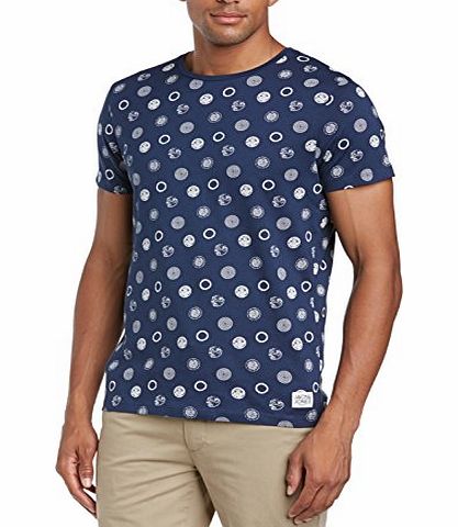 Jack and Jones Mens JJ Ordixton Crew Neck Short Sleeve T-Shirt, Dress Blues, Small