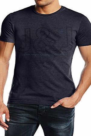 Jack and Jones Mens JJCOCONSTRUCT Crew Neck Short Sleeve T-Shirt, Dress Blues, Large