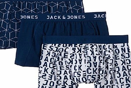 Jack and Jones Mens Jjfiction 3-Pack Regular Trunks Boxer Shorts, Multicoloured (Estate Blue), Medium