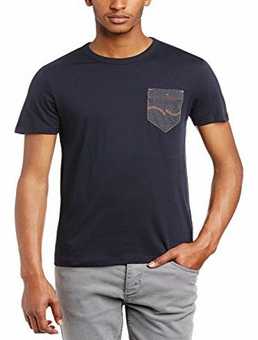 Jack and Jones Mens Joseph Crew Neck Short Sleeve T-Shirt, Blue (Black Navy), Large