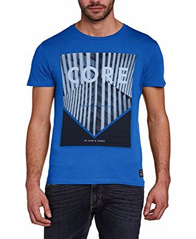 Jack and Jones Mens Jungle Crew Neck Short Sleeve T-Shirt, True Blue, Small