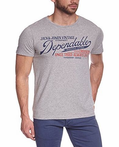 Jack and Jones Mens New Customized Crew Neck Short Sleeve T-Shirt, Light Grey Melange, Medium