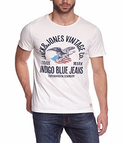Jack and Jones Mens New Customized Crew Neck Short Sleeve T-Shirt, White (Cloud Dancer), Medium