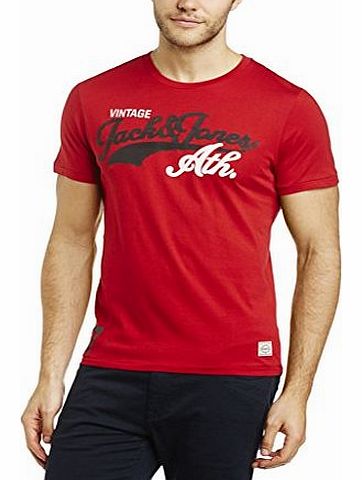 Jack and Jones Mens Runner Crew Neck Short Sleeve T-Shirt, Red (Chili Pepper), X-Large