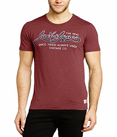 Jack and Jones Mens Sport Crew Neck Short Sleeve T-Shirt, Red (Port), Large