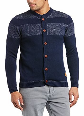 Jack and Jones Mens Stam Knit Button Front Long Sleeve Cardigan, Green (Peacoat), Large