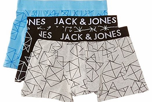 Jack and Jones Mens Stuck Trunks 3-Pack Boxer Shorts, Heritage Blue, Large
