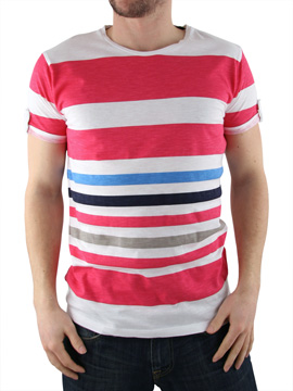 Jack and Jones Pink Stripy T-Shirt