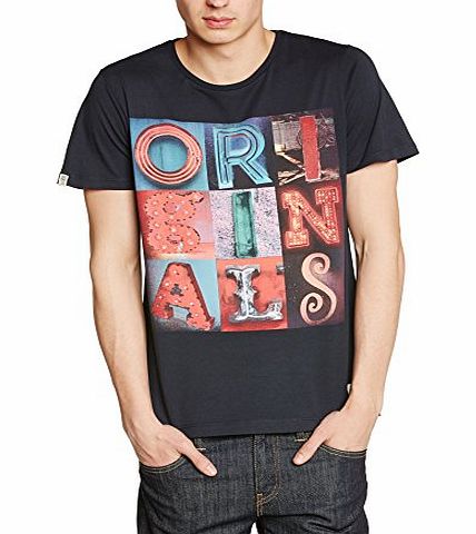 Mens Short sleeve T-Shirt - Blue - Bleu (Black Navy/Slim) - Small