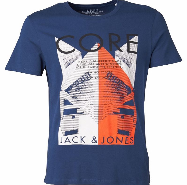 JACK AND JONES Mens Eight T-Shirt D-Blue