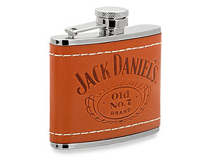 Jack Daniels Tan Leather Captive Top Hip Flask 013392