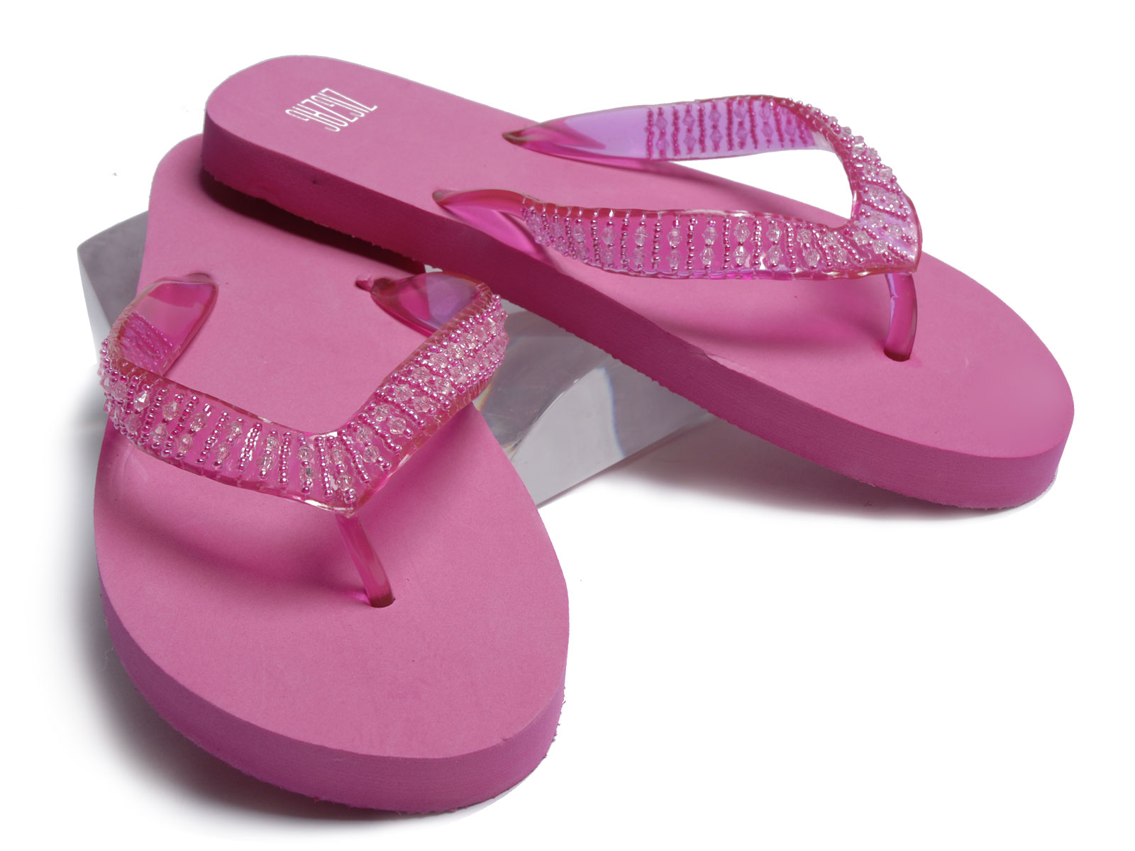 Fuschia Beaded Strap Flip Flop by Jacobson Footwear