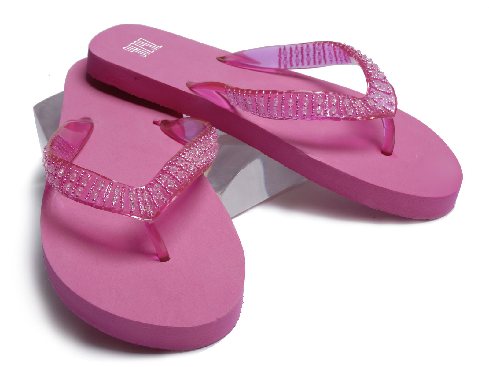 Jacobson Footwear Fuschia Beaded Strap Flip Flop by Jacobson Footwear