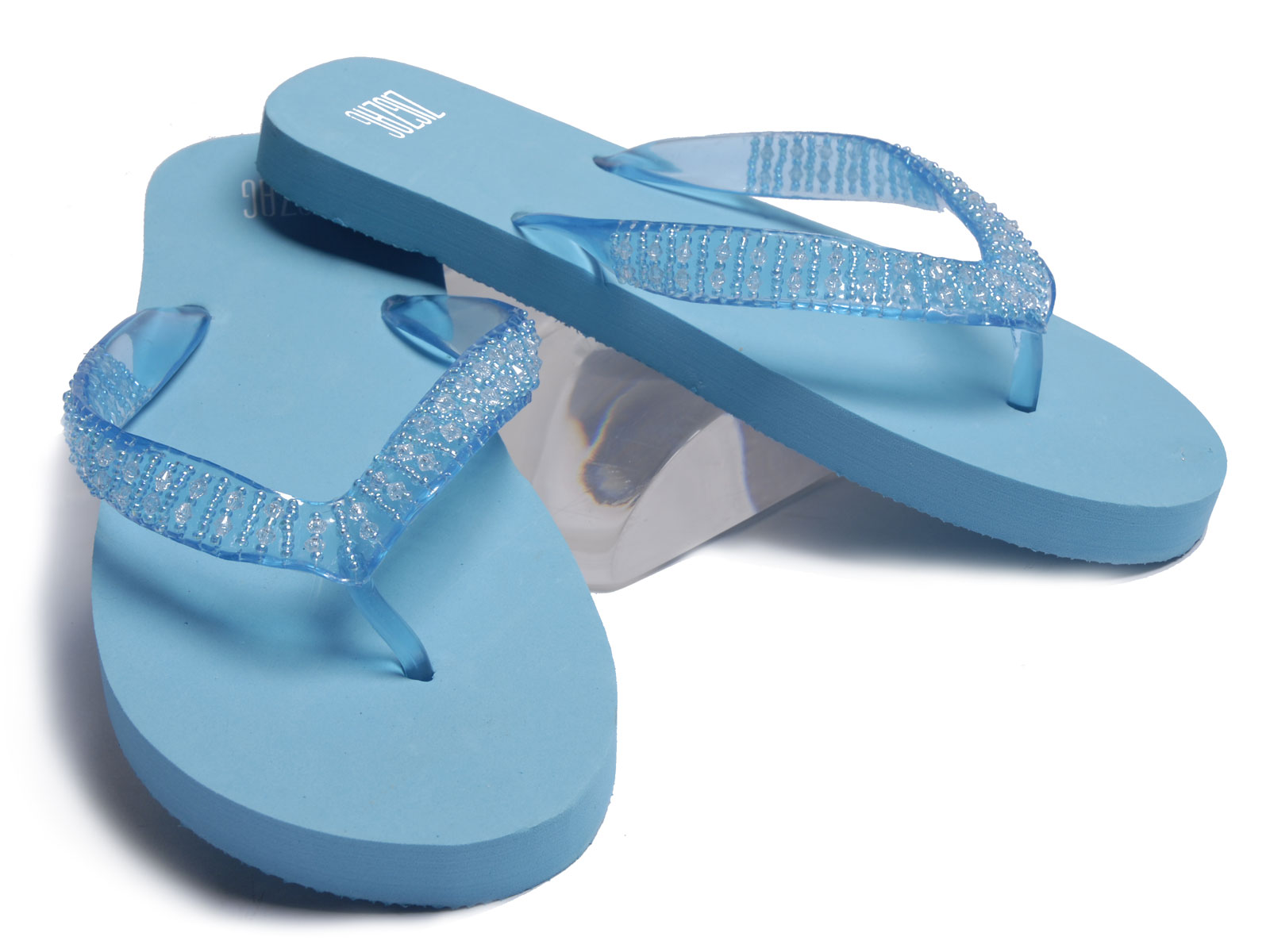 Jacobson Footwear Turquoise Beaded Strap Flip Flop by Jacobson Footwear