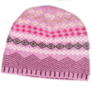 Jacquard Hat- Pink And Lime- One size
