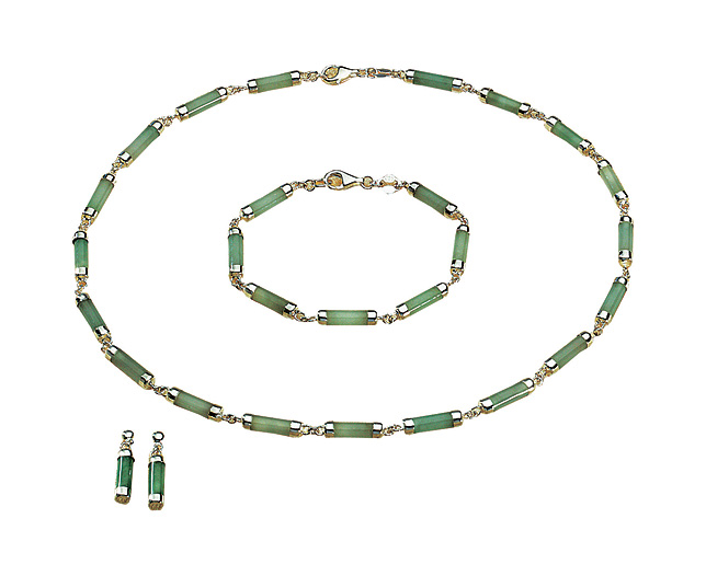 jade /Silver Link Necklace, green
