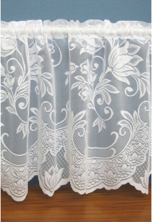 Jade White Floral Cafe Net Curtains