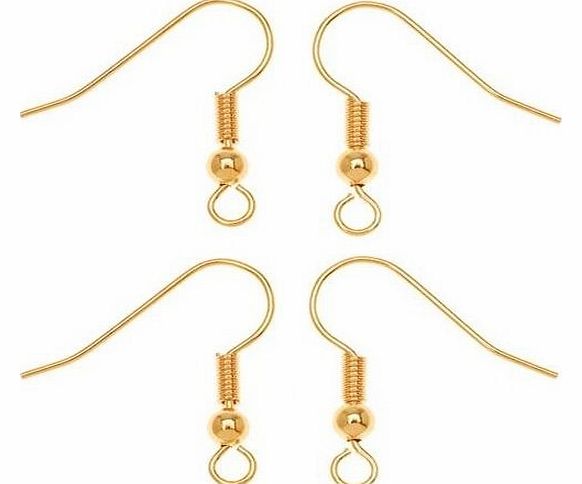 JAJAs Store 200 PAIRS GOLD PLATED EAR WIRE HOOKS 18X18MM - (Crafts - Jewellery Making Beads - Fashion Charms - Jewelry Accessories - Jewellery Findings 1s) J58