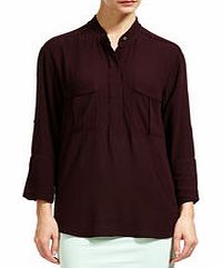 James Perse Eggplant 3/4 sleeve utility shirt