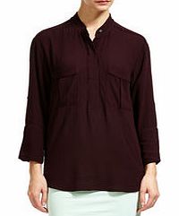 James Perse Eggplant 3/4 sleeve utility shirt